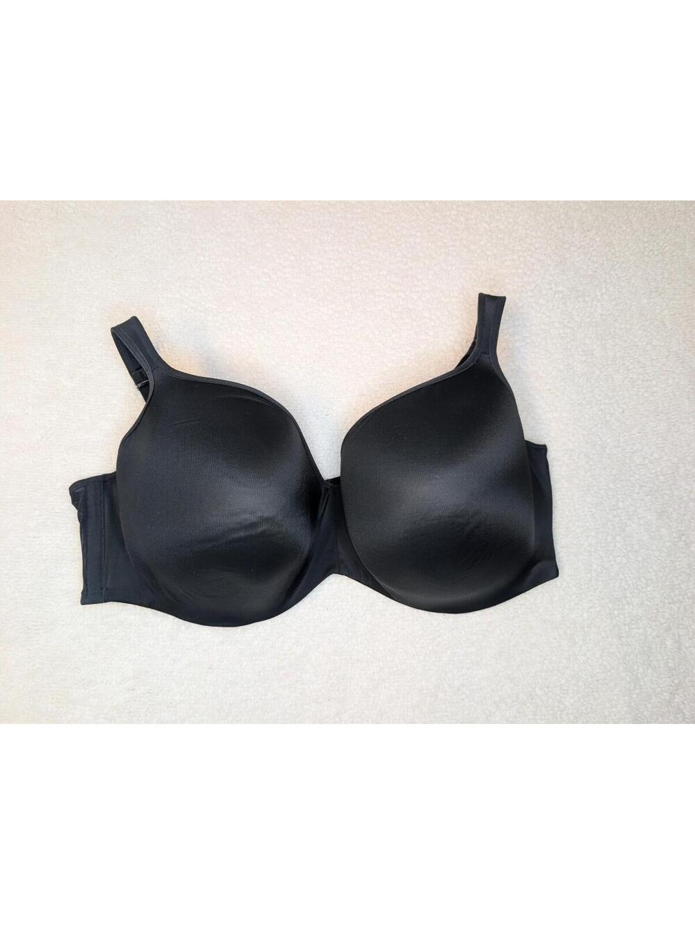 Cacique Bra Black Smooth Lightly Lined Balconette Underwire Sz 48F